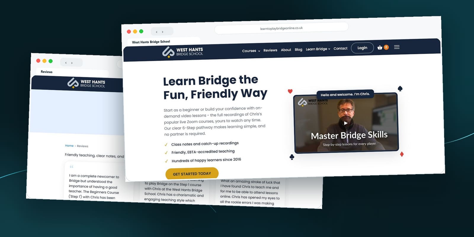 West Hants Bridge School homepage and student reviews section